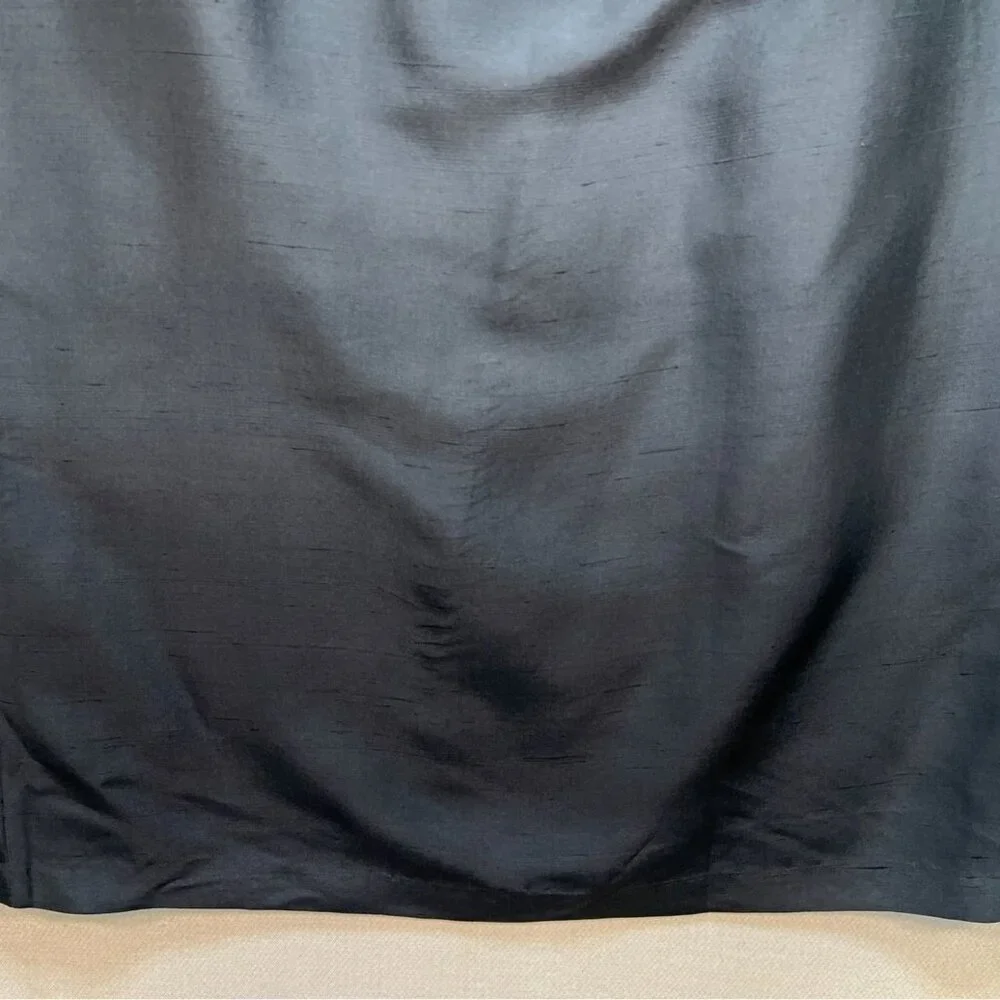 An Ren New York Womens Midi Silk Straight Pencil Skirt Small Black Back Slit - Picture 4 of 10
